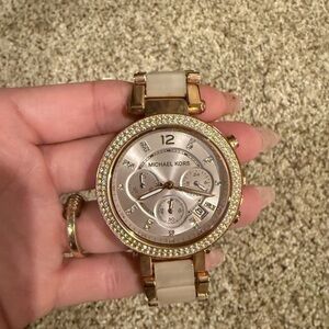 Michael Kors Gold and Beige Women's Watch